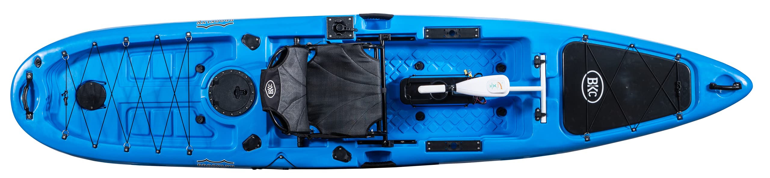 BKC PK13 Solo Sit-On-Top Fishing Kayak with Trolling Motor - Lightweight & Stable for Anglers | Perfect for Lakes, Rivers & Coastal Fishing Adventures