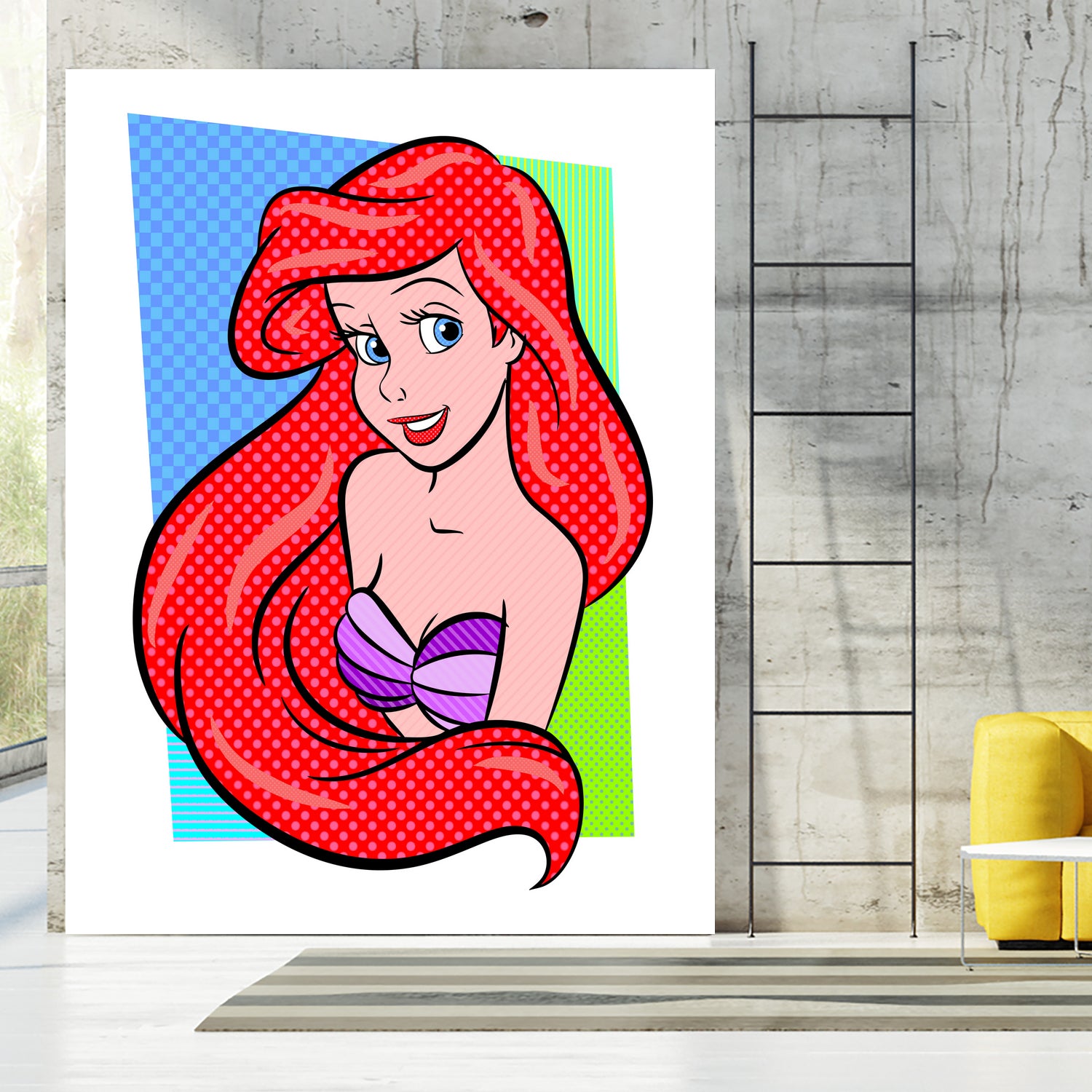 Ariel The Little Mermaid Pop Art Canvas Print - Disney Princess Wall Decor for Kids Room, Nursery, Bedroom & Living Room - Perfect Gift for Little Mermaid Fans