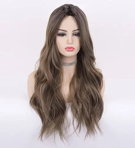 Long Wavy Synthetic Wig with Natural Center Part - Perfect for Cosplay, Halloween, and Daily Fashion Styling
