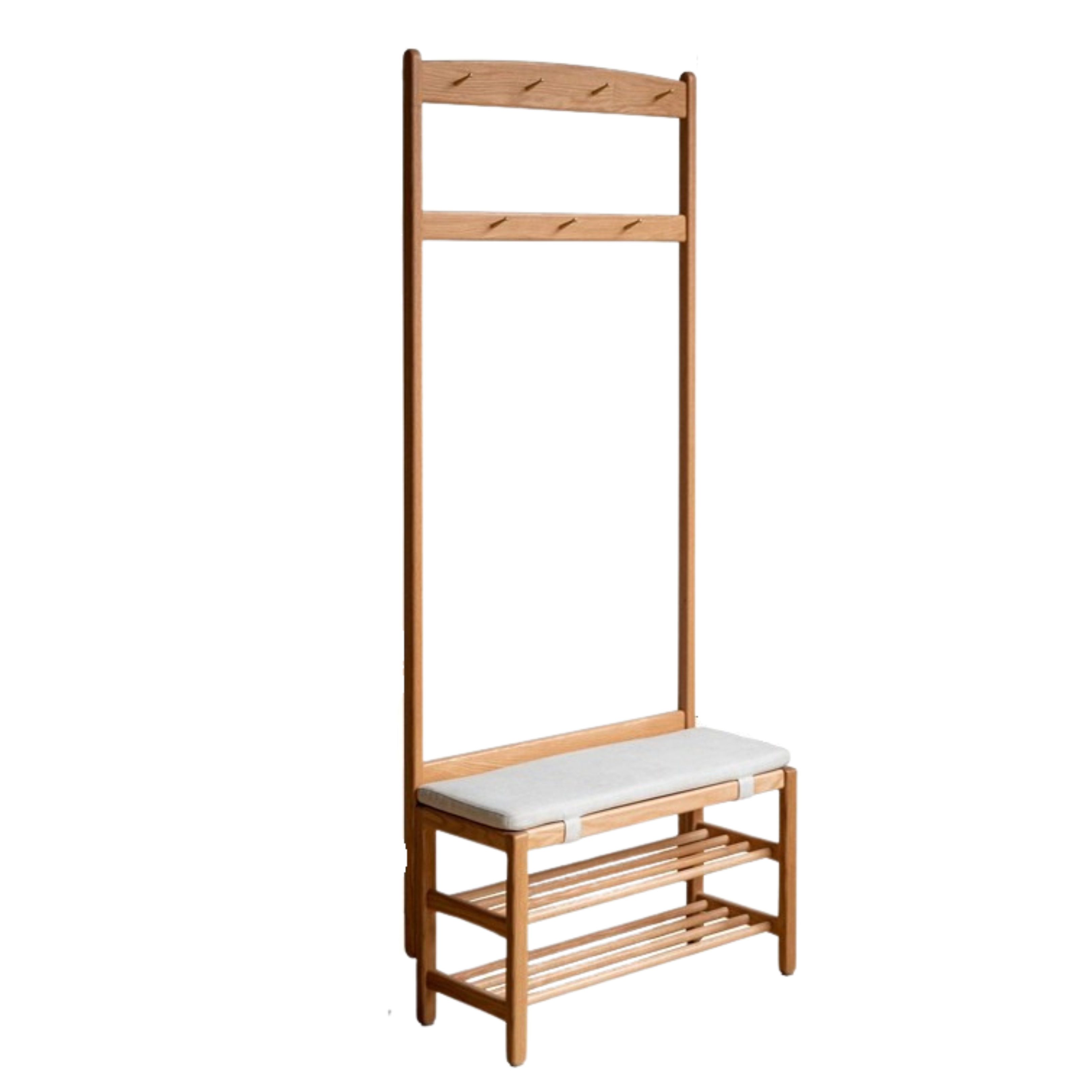 31.4x13.7x72.8 inch/ 80x35x185 cm/ Natural Wood Color / shoe bench with upper shelf