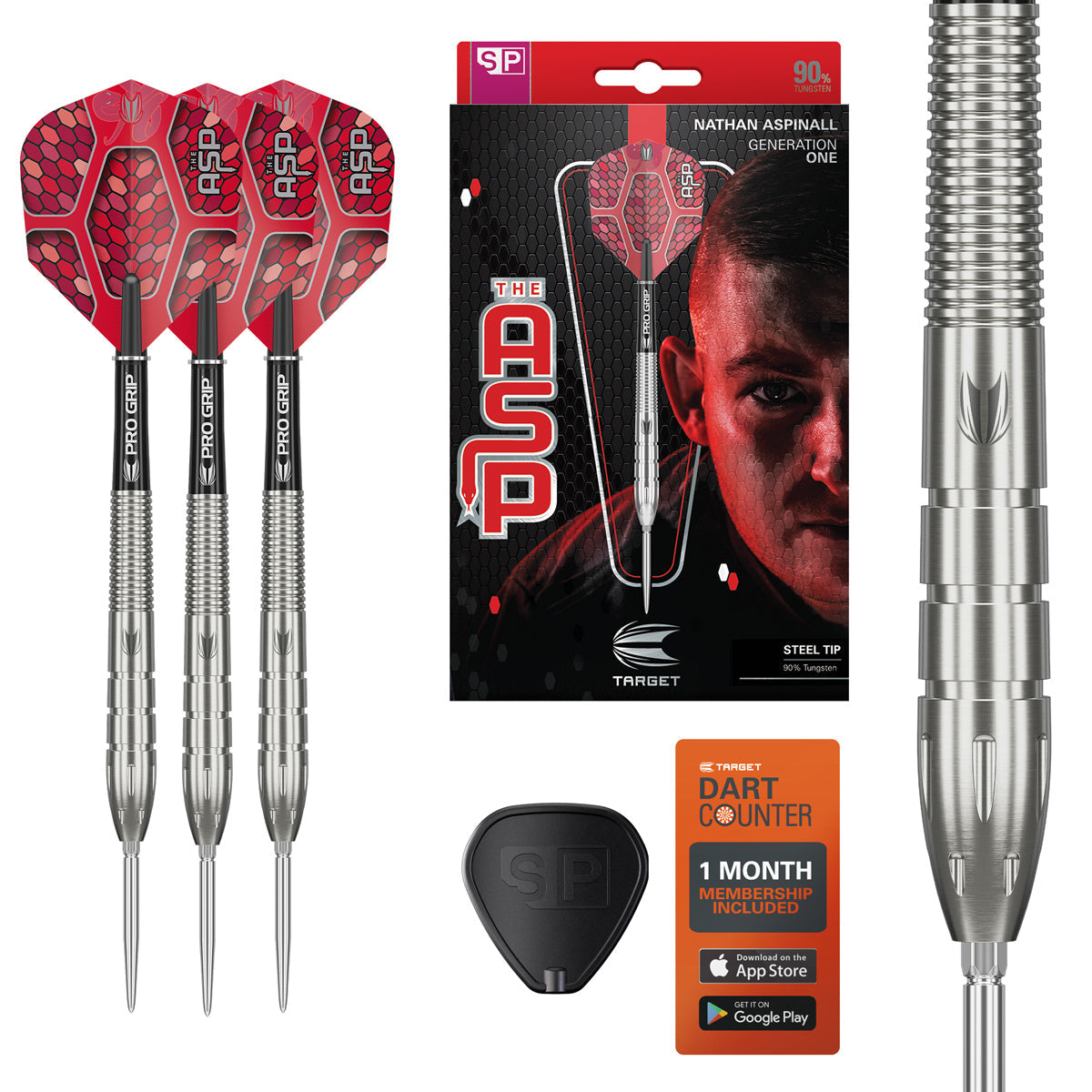Nathan Aspinall G1 SP Steel Tip Darts - 90% Tungsten Professional Darts for Precision Play | Perfect for Tournaments & Home Practice