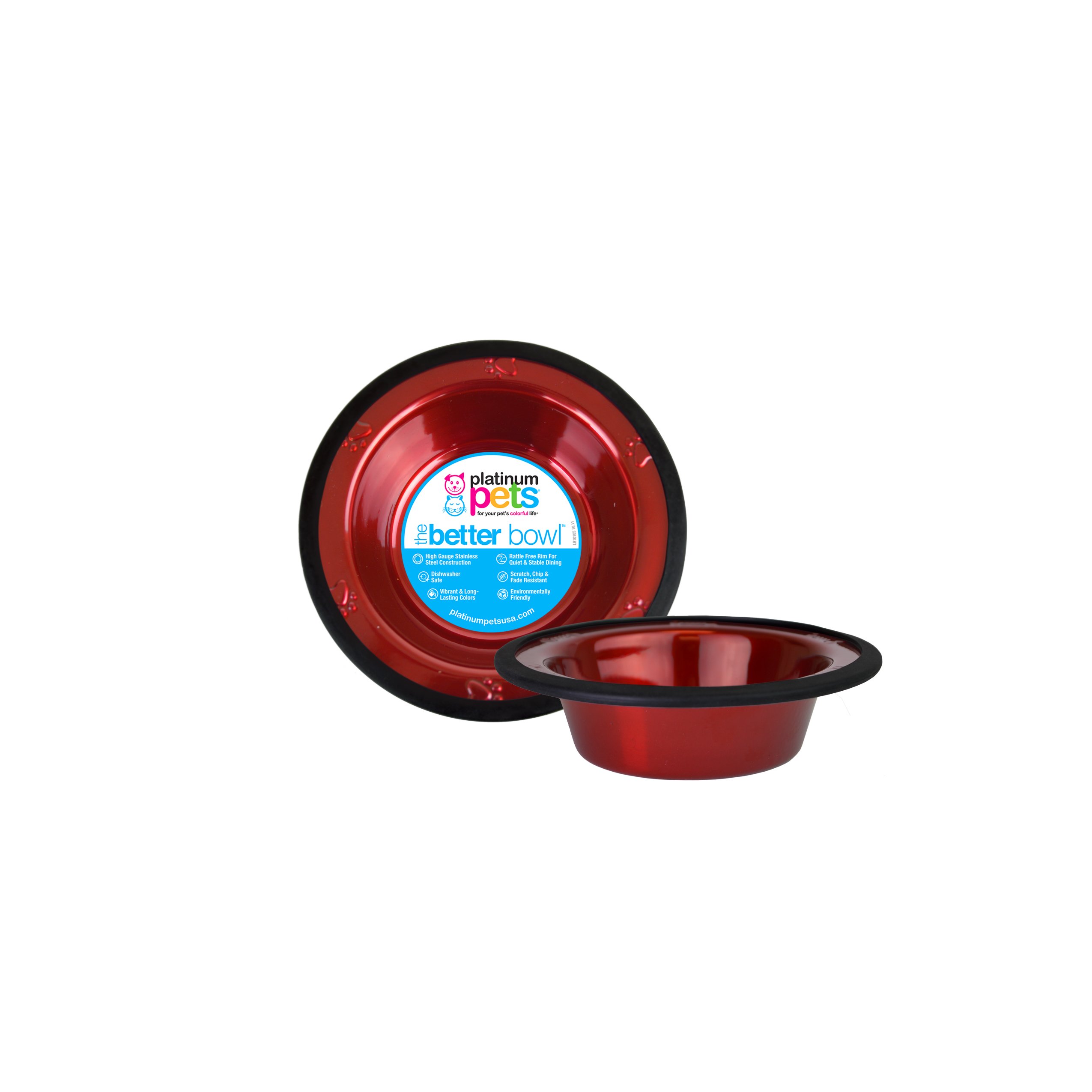 Platinum Pets SwitchIN Stainless Steel Cat and Dog Bowl - X-Small, Candy Apple Red | Non-Slip Pet Food and Water Dish for Indoor & Outdoor Use