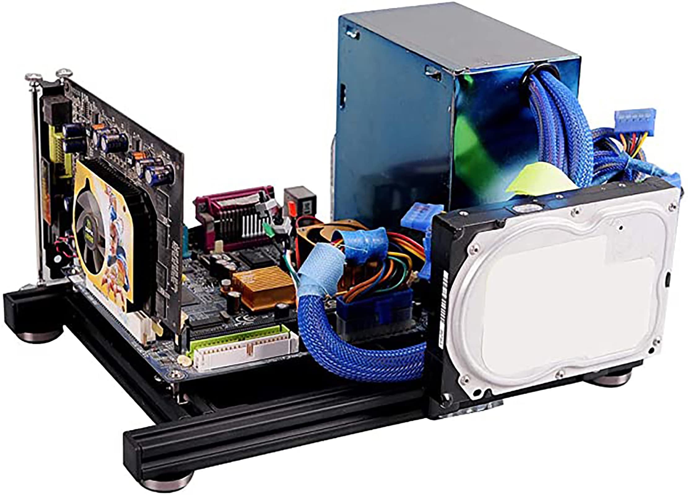 Mini ITX Open Air Frame PC Case - Aluminum ATX Power Support Motherboard Test Bench for Overclocking & PC Building | Ideal for Gaming Rigs, Workstations & DIY Computer Mods