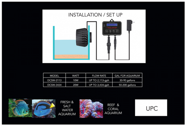 Aquatop Forza DC Wave Maker Power Head Pump - 2113 GPH & 3434 GPH Flow Rate - Adjustable Water Flow for Saltwater & Freshwater Aquariums - Perfect for Reef Tanks, Fish Tanks & Aquatic Environments