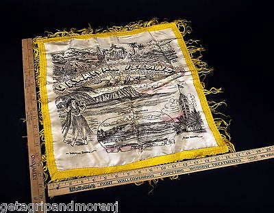 Vintage 1940s Hawaiian Islands Souvenir Scarf - Authentic Silk Handkerchief with Tropical Floral Print | Perfect for Luau Parties, Retro Fashion & Hawaiian-Themed Collections