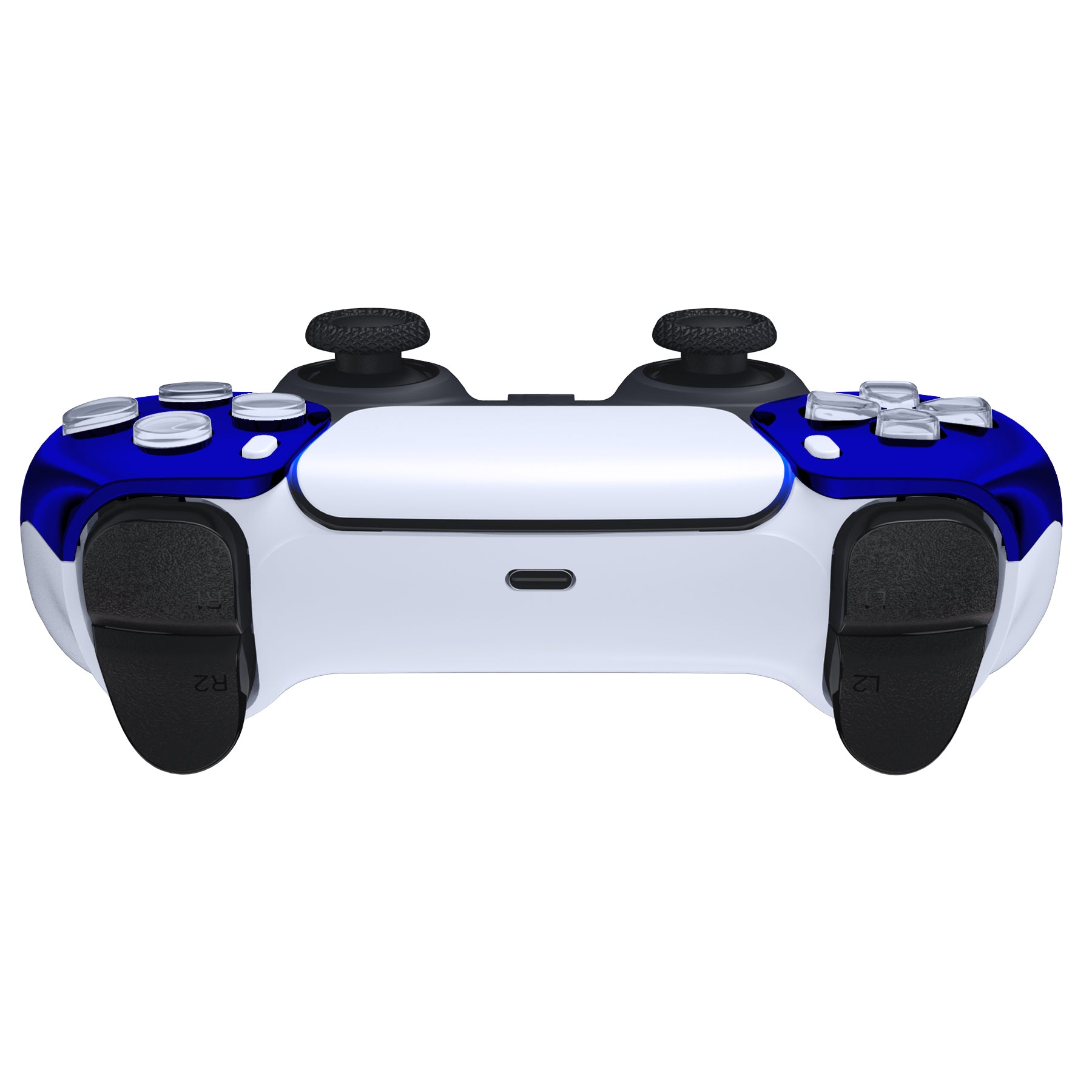 eXtremeRate Chrome Blue Glossy Replacement Front Housing Shell for PS5 Controller (BDM-010/020/030/040/050) - DIY Customization & Gaming Accessories for Enhanced Playstation 5 Experience