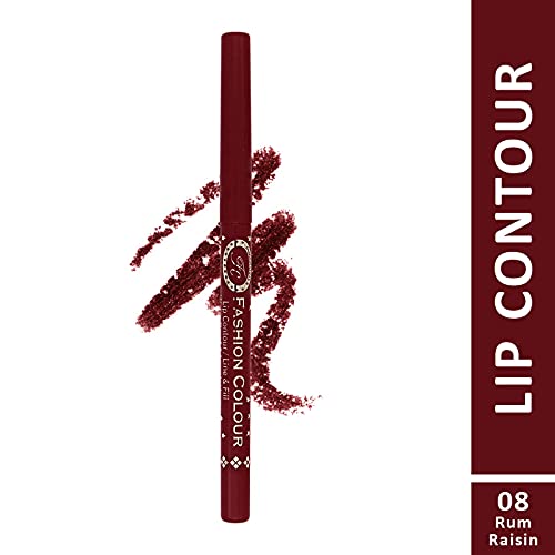 Fashion Color Lip Liner - Waterproof Long Lasting Matte Lip Contour Pencil for Line & Fill, Smudge Proof & Transfer Proof, 10g Rum Raisin Shade | Perfect for Everyday Makeup, Night Out & Professional Looks