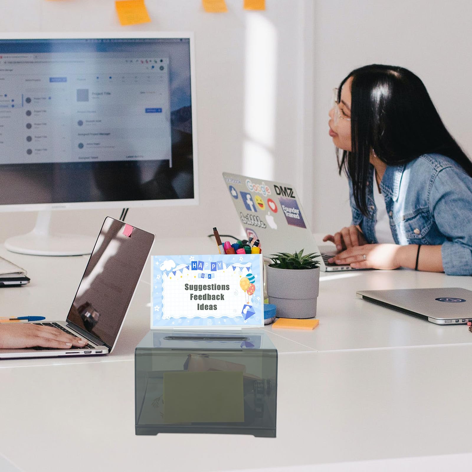SHUMEI Lockable Suggestion Box with Slot - Secure Donation Box for Tips, Complaints & Suggestions - Ideal for Offices, Restaurants & Retail Stores