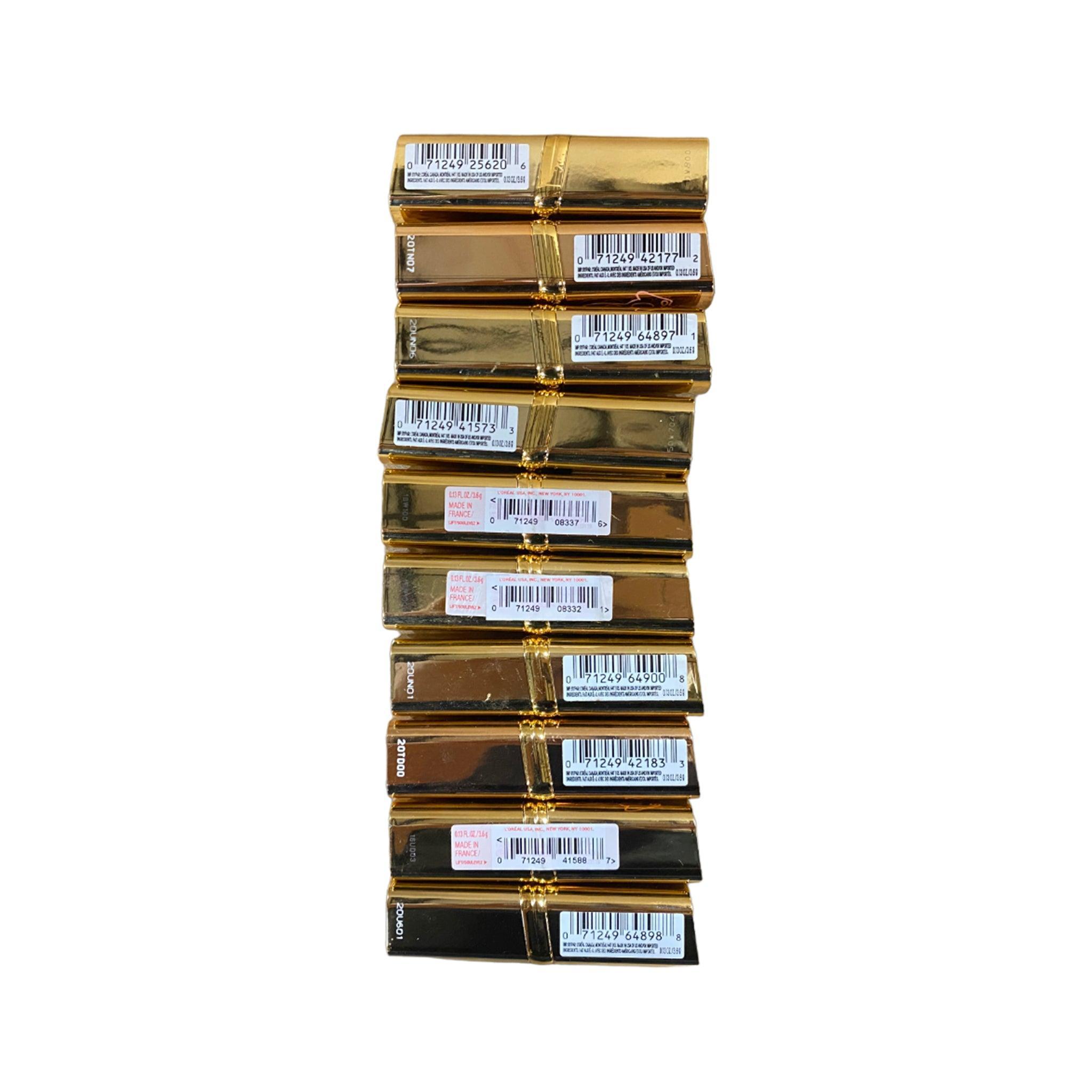 L'Oreal Paris Colour Riche Original Satin Lipstick - 50 Pcs Gold Assorted Shades Box Set for Women, Perfect for Daily Wear, Parties & Gift Giving