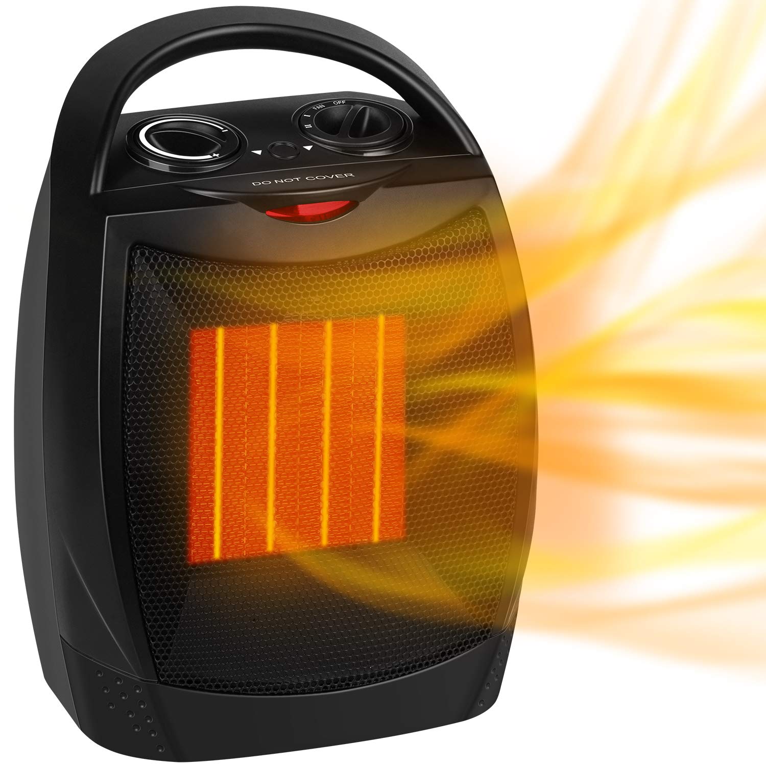 GiveBest 1500W/750W Portable Ceramic Space Heater with Adjustable Thermostat - Fast Heating for 200 Sq Ft Rooms, Quiet & Safe for Office, Desk, Bedroom - Perfect for Winter Home & Indoor Use