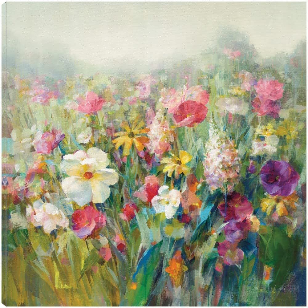 Botanical Wall Art Canvas Prints - 22x22 Inch Nature Paintings for Bathroom & Bedroom Decor | Mountain Meadows Plant Pictures by Artist Danhui Nai | Perfect for Spa, Yoga Room & Home Office Wall Decor