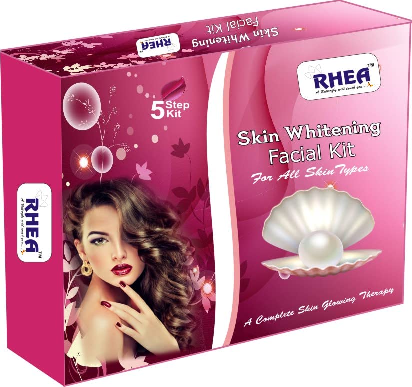 RHEA Skin Whitening & Tightening Facial Kit for Men & Women - All Skin Types, Tan Removal Treatment (250g, 10 Uses) | Brighten & Firm Skin at Home for Special Occasions