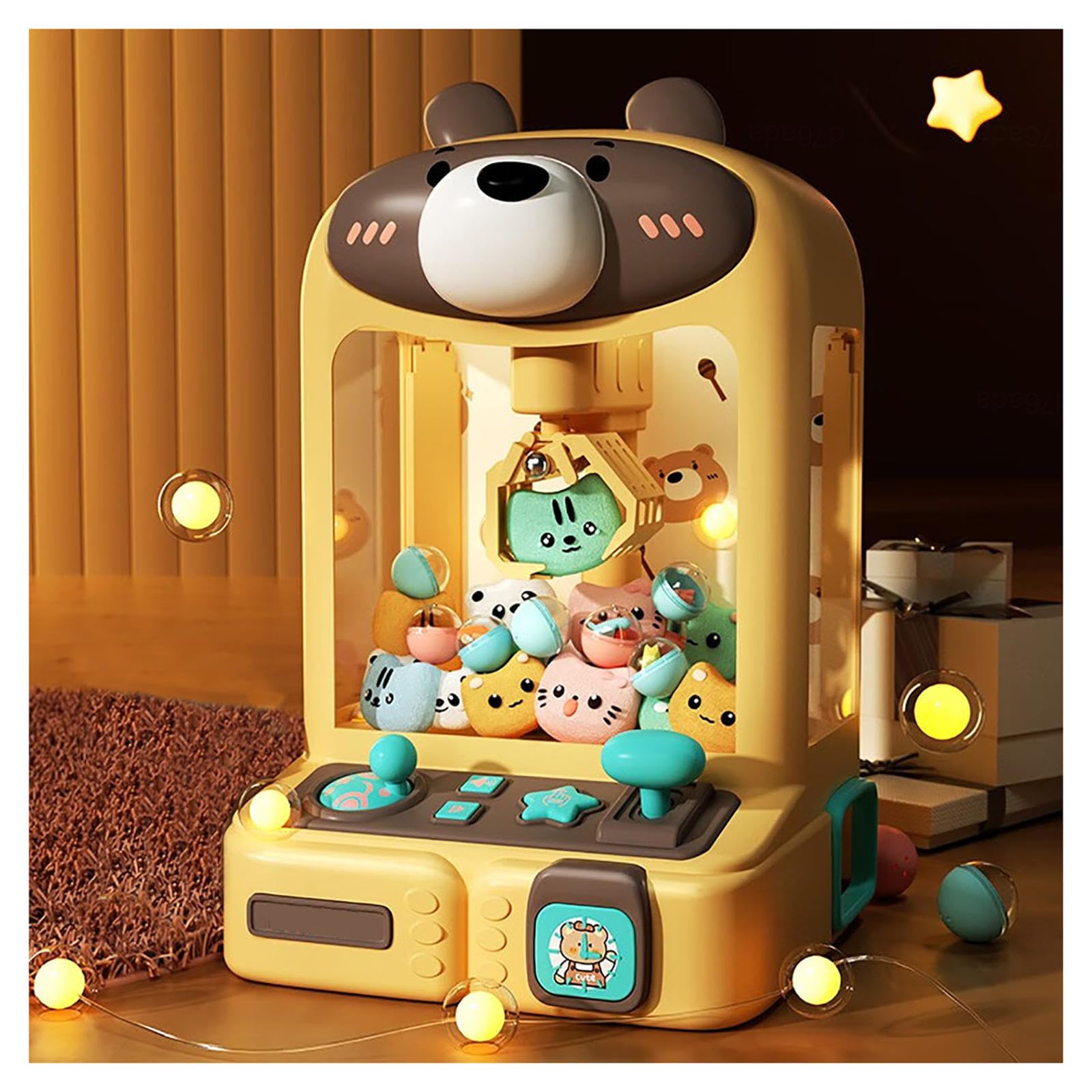 LAMPPE Kids Claw Machine Toy - Electronic Grabber Game with 30 Prizes & 10 Gashapon Capsules - Fun Arcade-Style Claw Machine for Candy, Toys, Small Prizes & Stuffed Animals - Perfect for Birthday Parties, Carnival Games & Family Entertainment