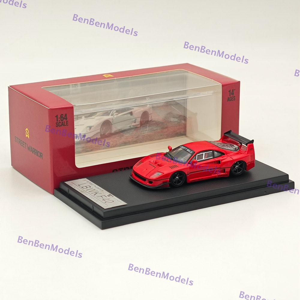 1/64 Scale STREET WARRIOR SW LBWK Ferrari F40 Red Diecast Model Car - Limited Edition Collectible for Display & Racing Enthusiasts - Perfect for Home Decor, Office Display, and Model Car Racing Collections