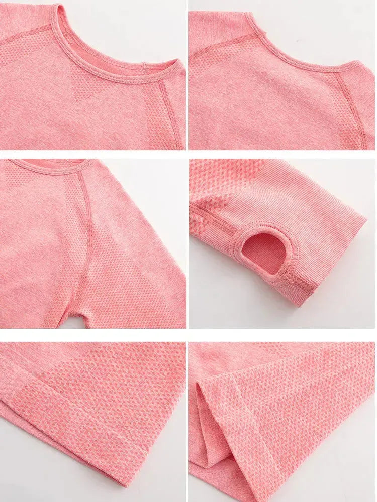 Seamless Long Sleeve Yoga T-Shirt with Thumb Holes - Women's Fitness Workout Top for Gym, Running & Sports | Breathable Crop Pullover for Yoga, Pilates & Active Lifestyle
