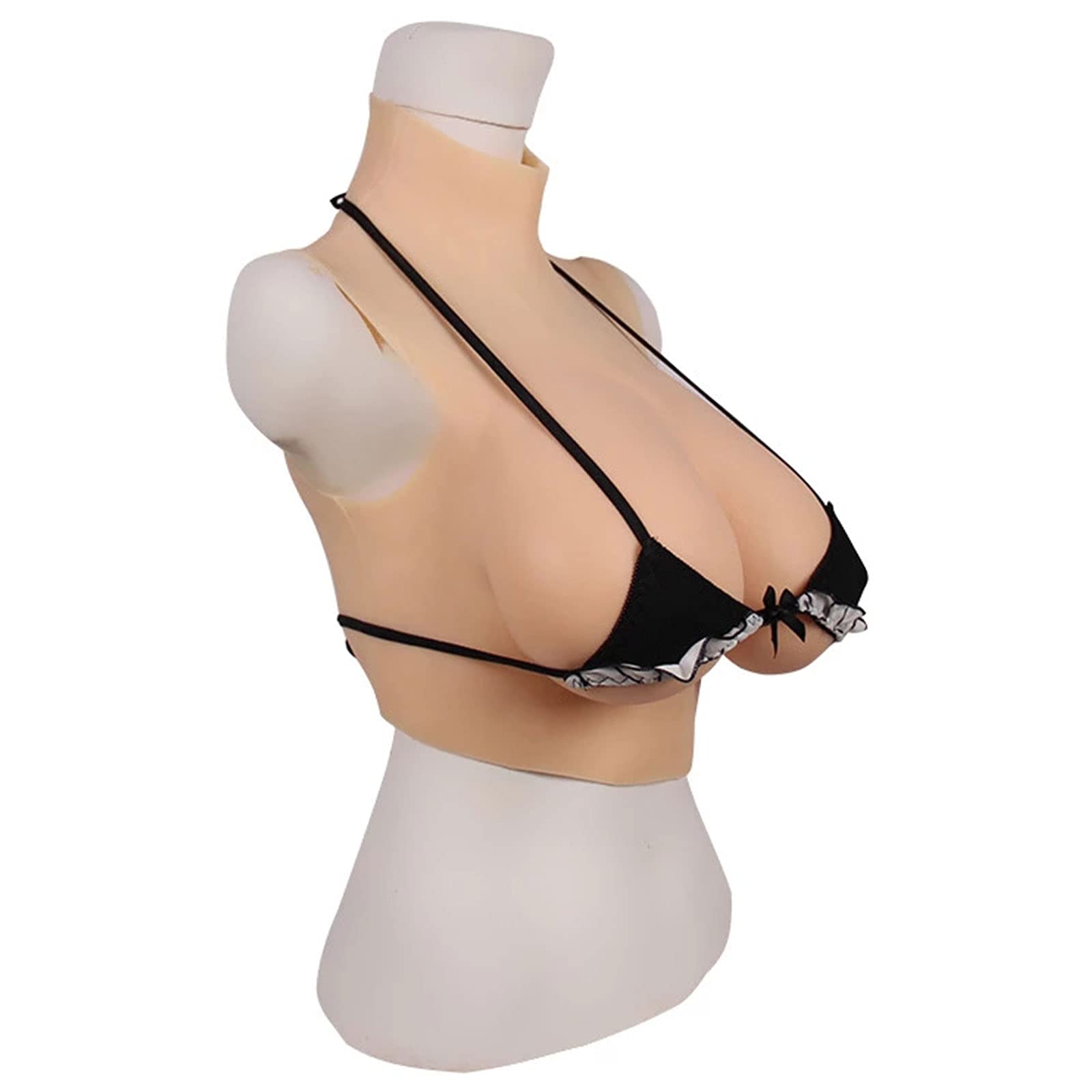 AJIU Silicone Breast Plates - B-G Cup Silicone Filled Breast Forms for Crossdressers, Transgender & Mastectomy Patients - Natural Looking Prosthetics for Cosplay, Drag Shows & Daily Wear