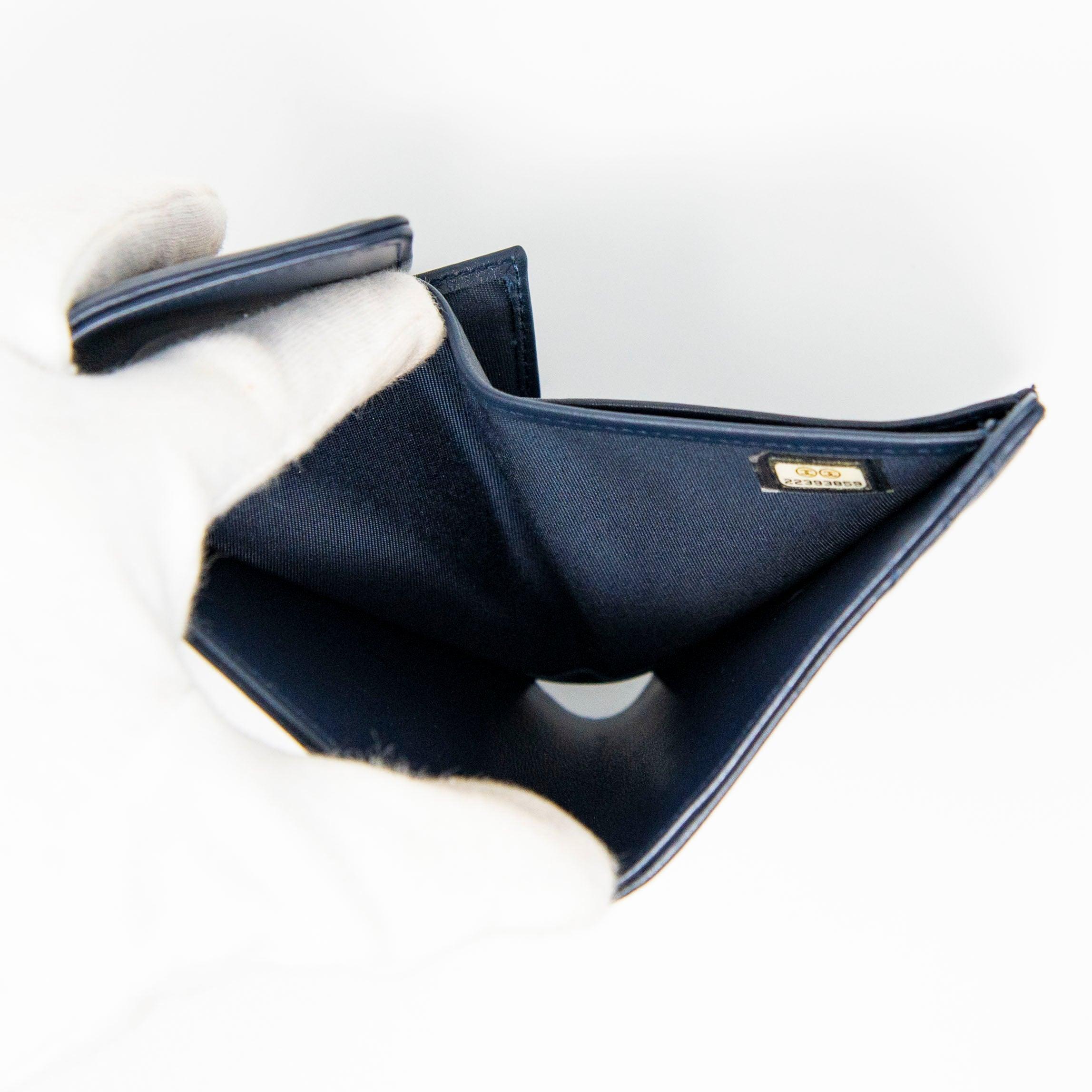 Chanel Blue Lambskin Compact Boy Wallet - Luxury Leather Wallet for Women - Perfect for Everyday Use & Special Occasions