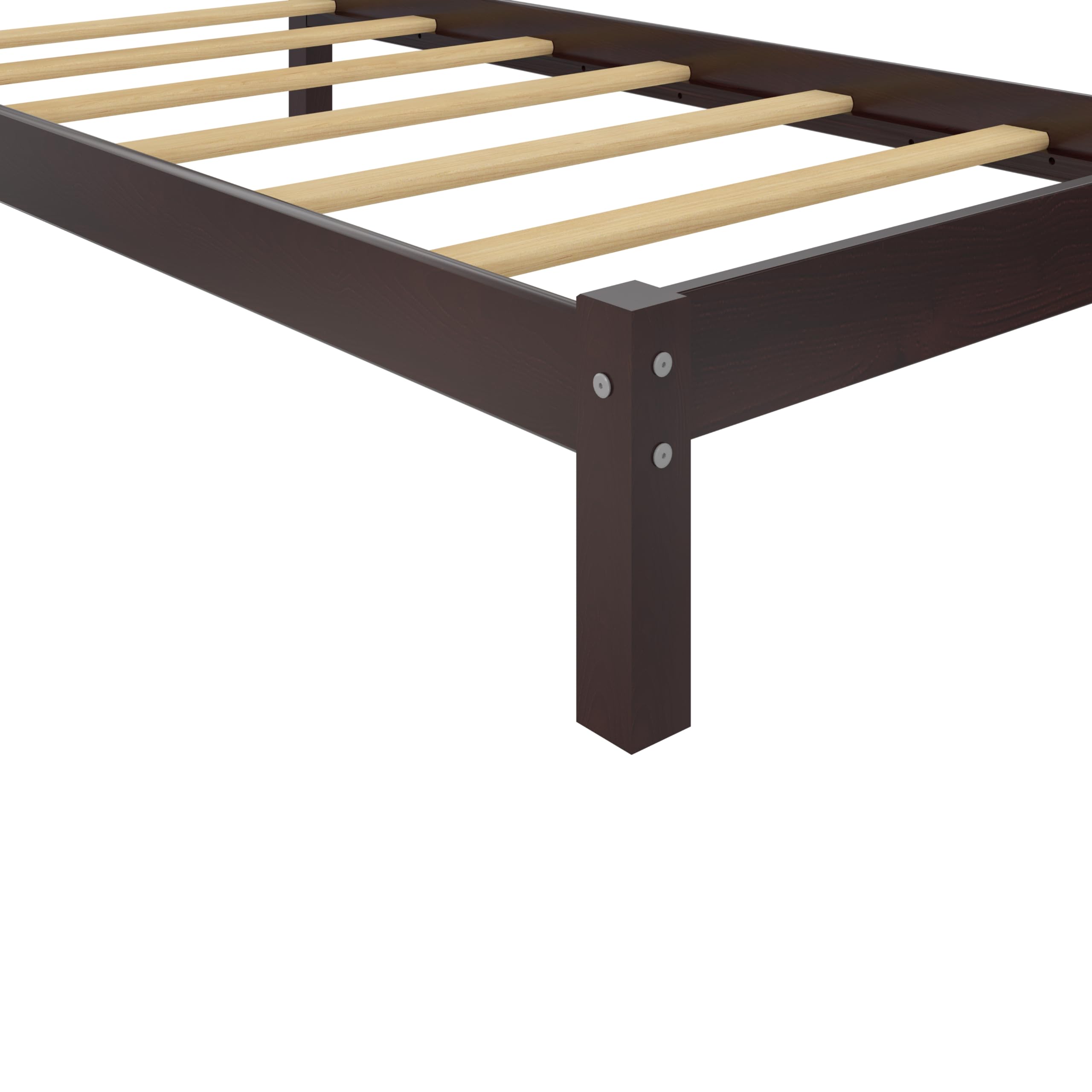 DHP Braylon Twin Bed Frame - Minimalist Wooden Bed with Espresso Finish - Sturdy Solid Wood Construction - Perfect for Kids Rooms, Guest Bedrooms & Small Spaces