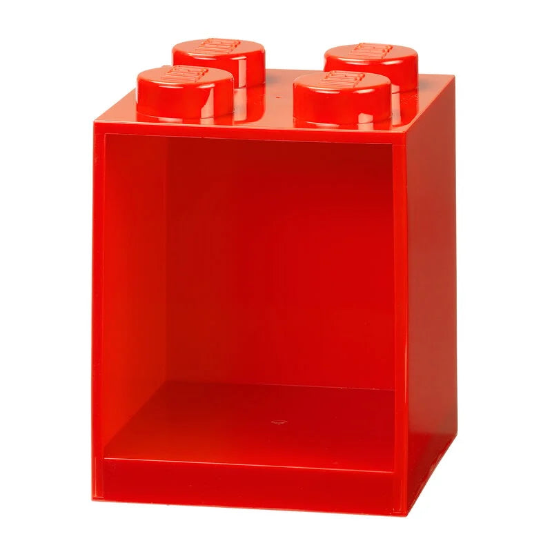 Lego Brick Shelf 4 Stud/Red - Premium Building Block Storage Solution for Kids & Adults - Perfect for Organizing LEGO Pieces in Playrooms & Offices