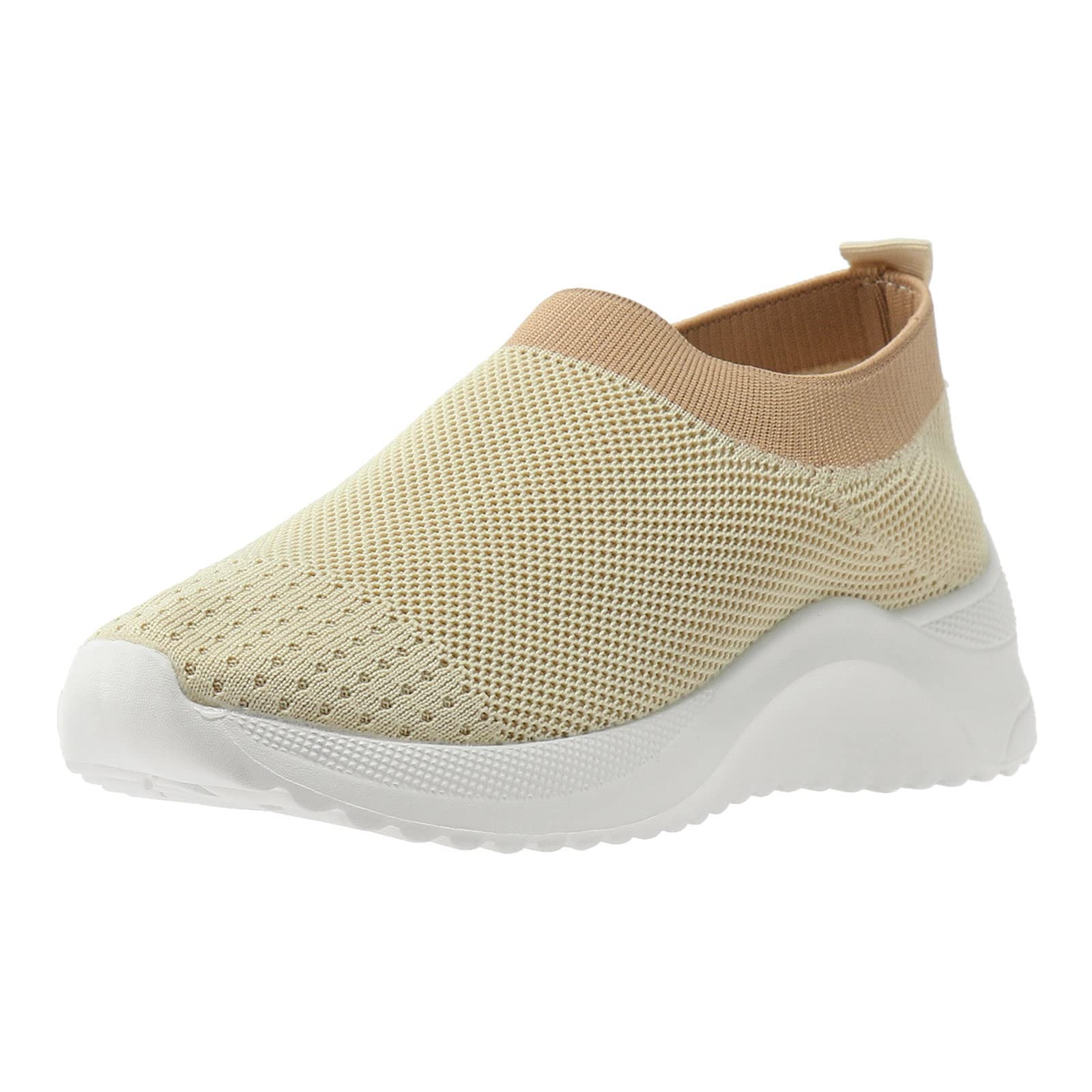 **Women's Casual Running Shoes - Breathable Mesh Slip-On Sneakers with Knit Detail for Walking, Gym & Workout | Black Sport Shoes for Women**