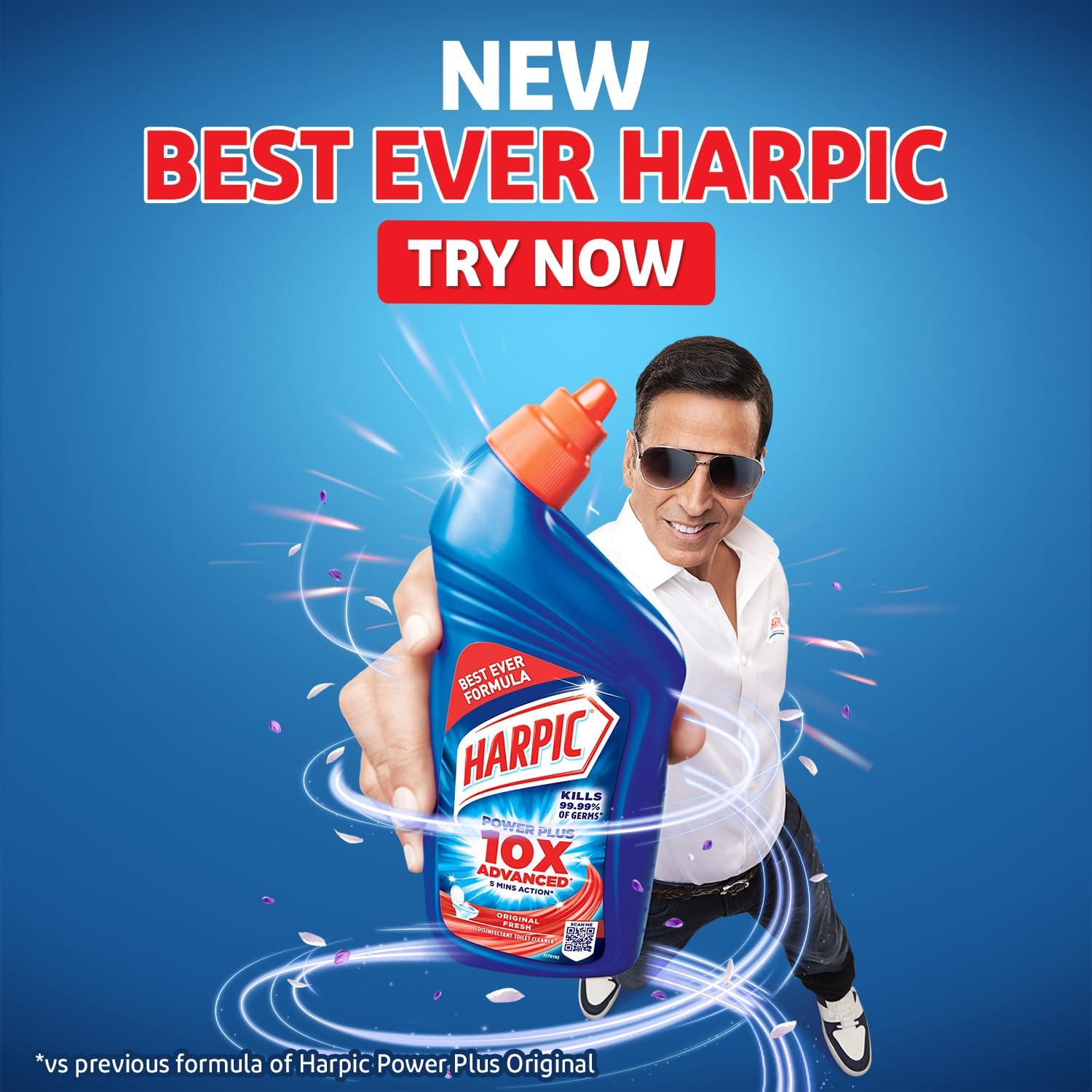 Harpic Original Disinfectant Toilet Cleaner Liquid 1L + Colin Glass & Surface Cleaner Spray 500ml - Powerful Bathroom & Kitchen Cleaning Combo for Sparkling Surfaces