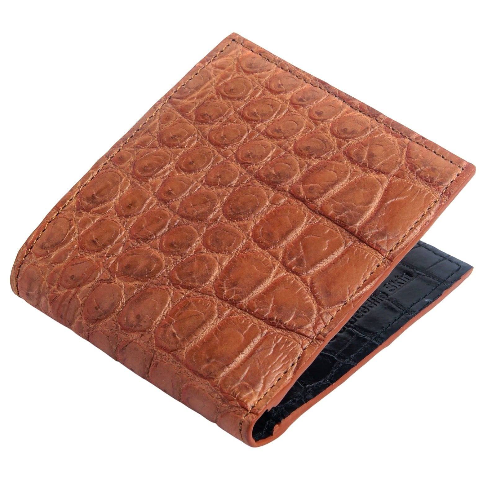 Premium Light Brown Genuine Crocodile Leather Men's Bifold Wallet - Slim RFID Blocking Credit Card Holder for Everyday Carry & Luxury Gift