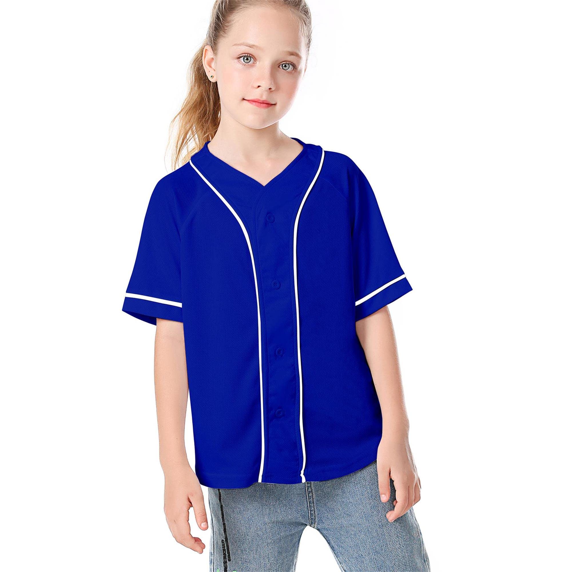 Trendy Kids Baseball Jersey Button-Up T-Shirt - Boys & Girls Short Sleeve Hip Hop Style Black and White Tee for Sports, Casual Wear & Street Fashion