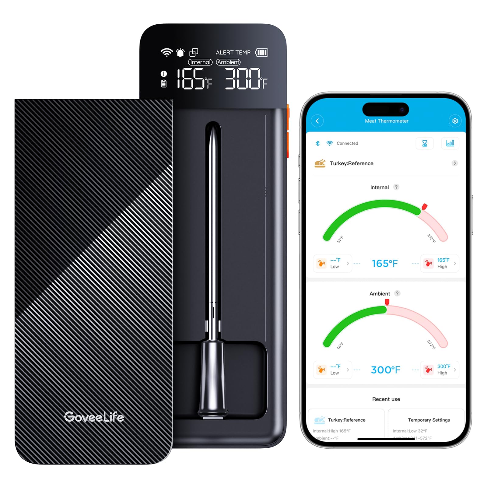 GoveeLife Wireless Digital Meat Thermometer with WiFi & Bluetooth - Long Range Probe, Rechargeable Base, App Alerts & Recipes for BBQ, Grilling, Smoking, Oven Cooking | Perfect for Home Chefs & Outdoor Cooking Enthusiasts