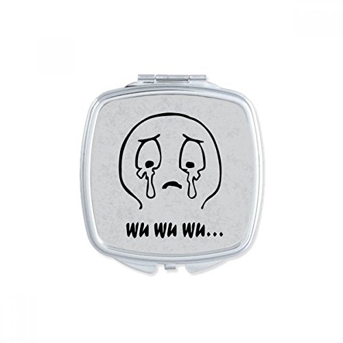DIYthinker Black Cute Chat Happy Pattern Square Mirror - Portable Compact Pocket Makeup Mirror with Double Sided Glass for Home, Travel & Gift Giving