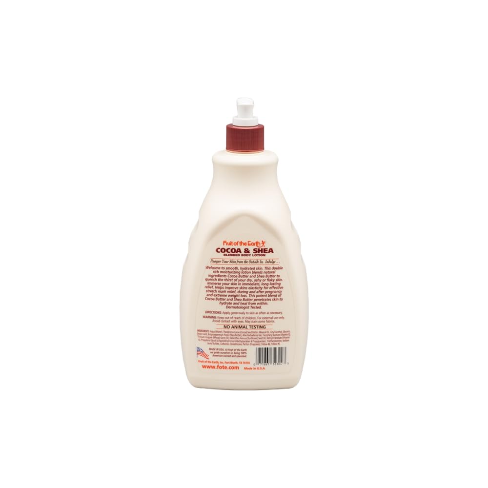 Fruit of the Earth Cocoa & Shea Butter Body Lotion - 32oz Pump Bottle for Dry Skin, Moisturizing & Nourishing - Perfect for Daily Hydration, After Shower & Winter Care