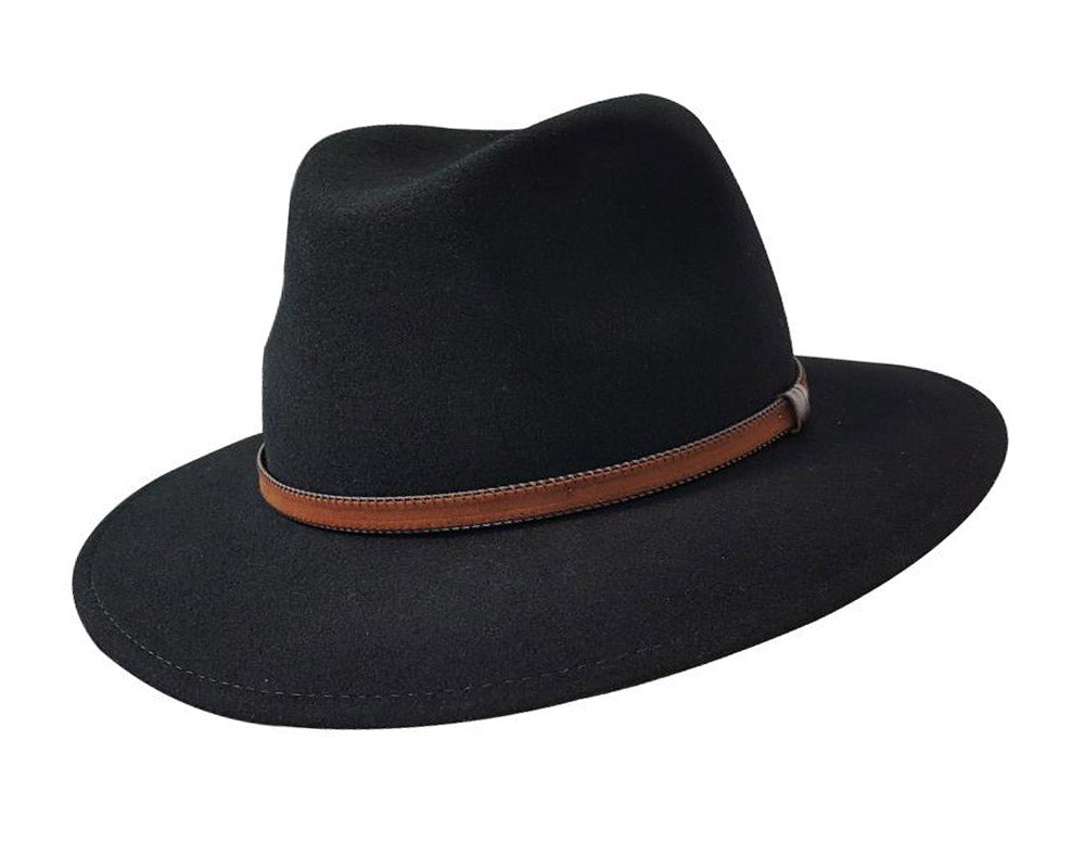 Stanton 'Laurence' Italian Made Foldable Wool Felt Fedora Hat for Men - Classic Black Fedora for Outdoor, Travel & Fashion Events