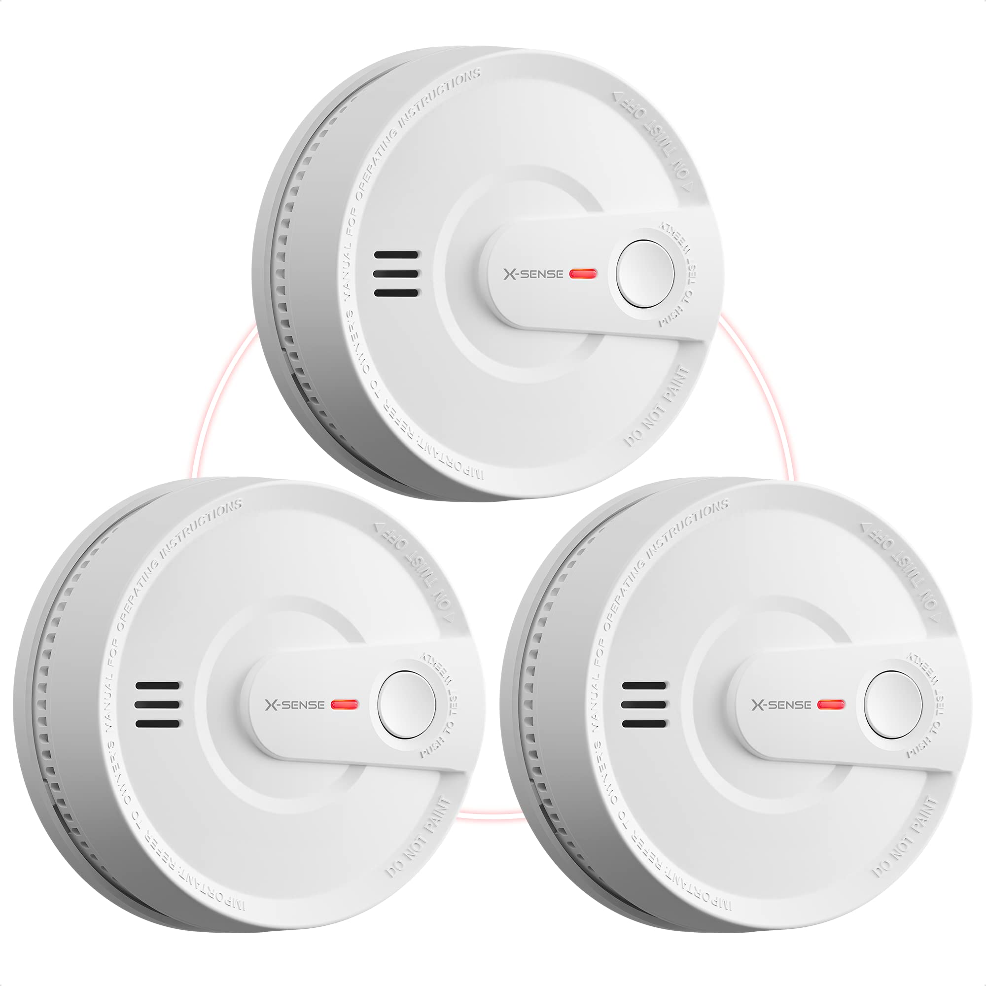 X-Sense SD20-W Wireless Interconnected Smoke Detector with 10-Year Battery Life - Pack of 3 | Home & Kitchen Safety Alarm for Bedroom, Living Room, Basement | UL Certified Fire Protection