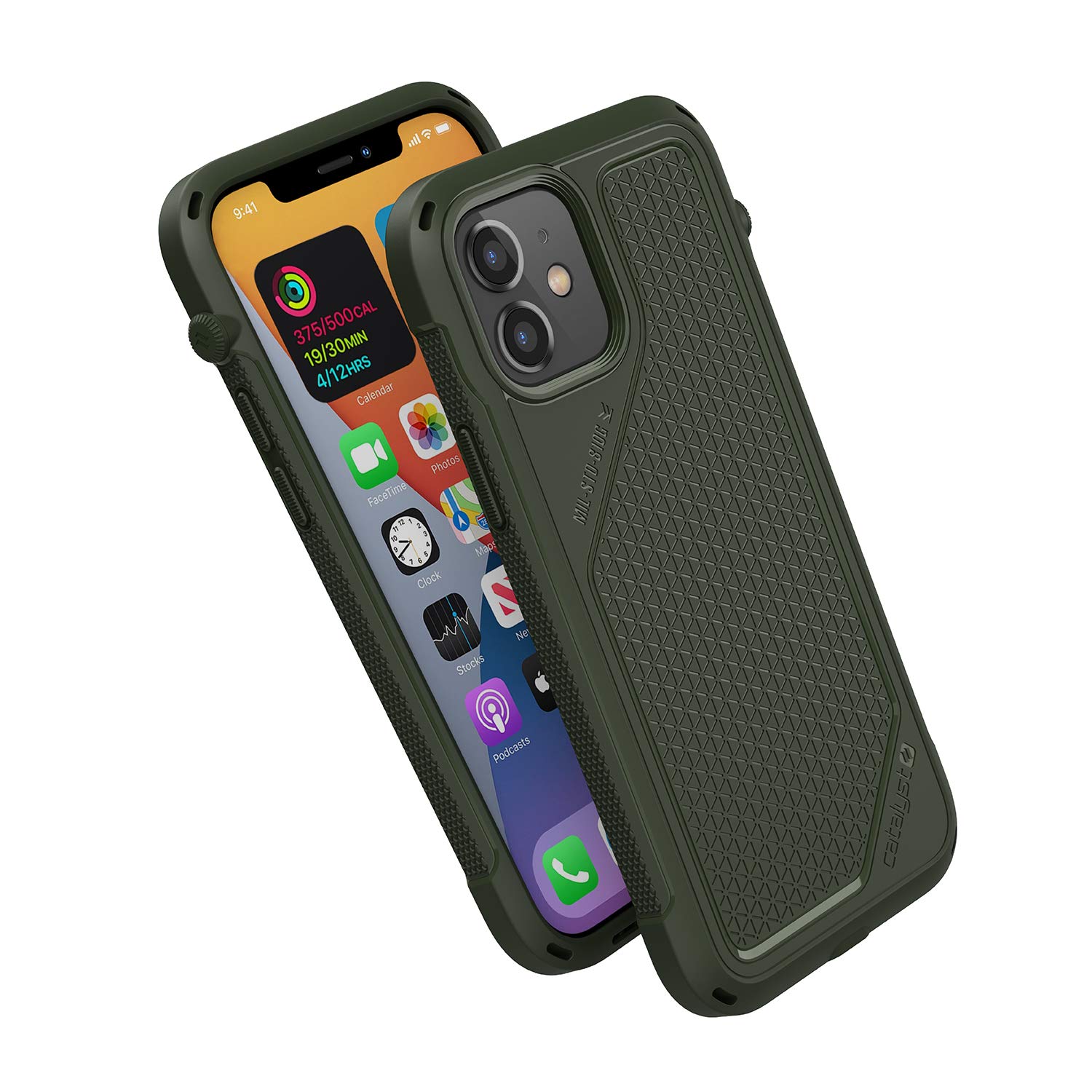 Catalyst Vibe Series iPhone 12/12 Pro Case with Rotating Mute Switch | 10ft Drop Protection | MagSafe Compatible | Crux Accessories System | Army Green - Perfect for Outdoor Adventures & Daily Protection