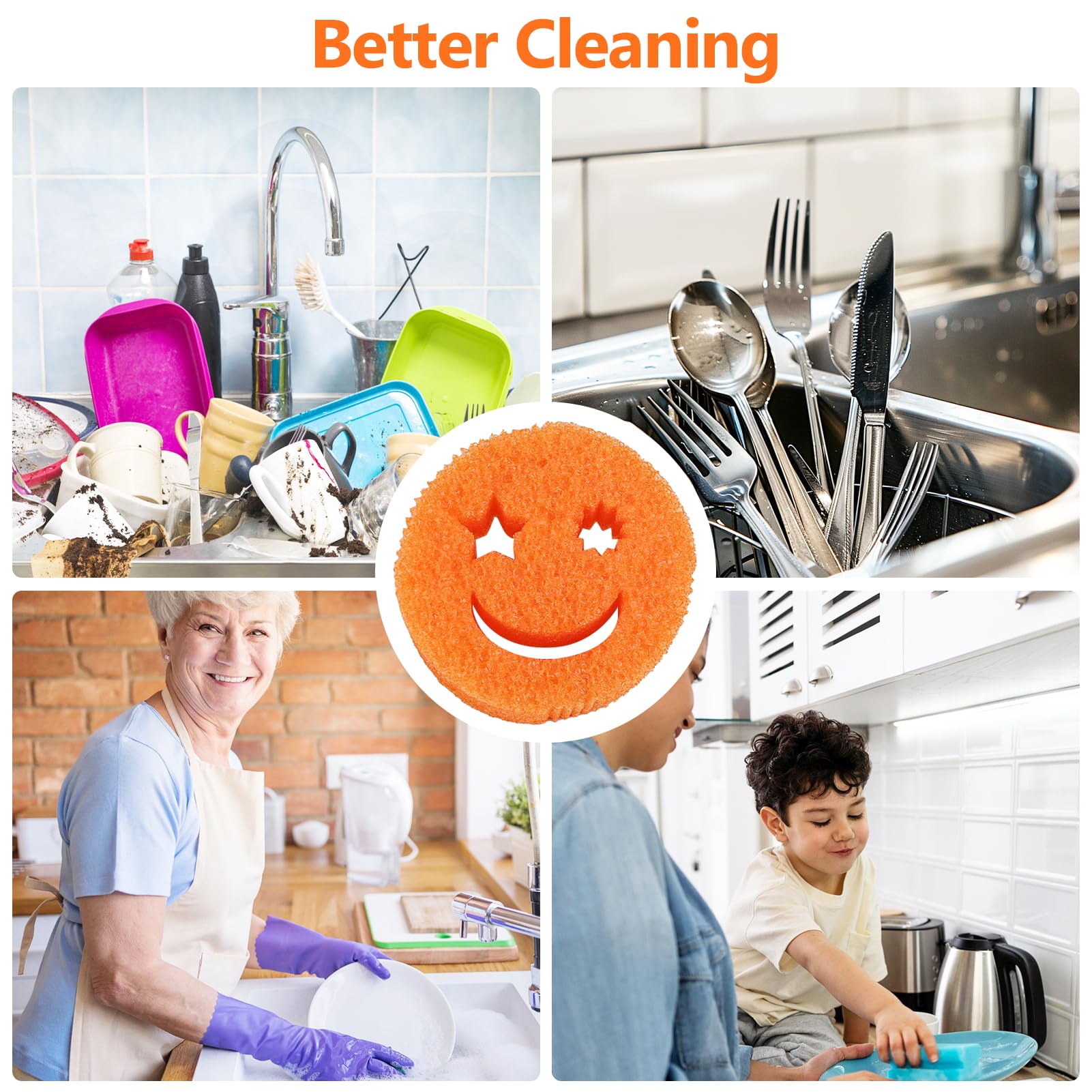 **6-Pack Scratch-Free Multipurpose Kitchen Sponges | Reusable Dish Scrubber for Sink, Dishes & Household Cleaning | Non-Scratch Sponge for Pots, Pans & Countertops**    *(Use Cases: Perfect for washing dishes, cleaning countertops, scrubbing pots/pans, and general household cleaning tasks.)*