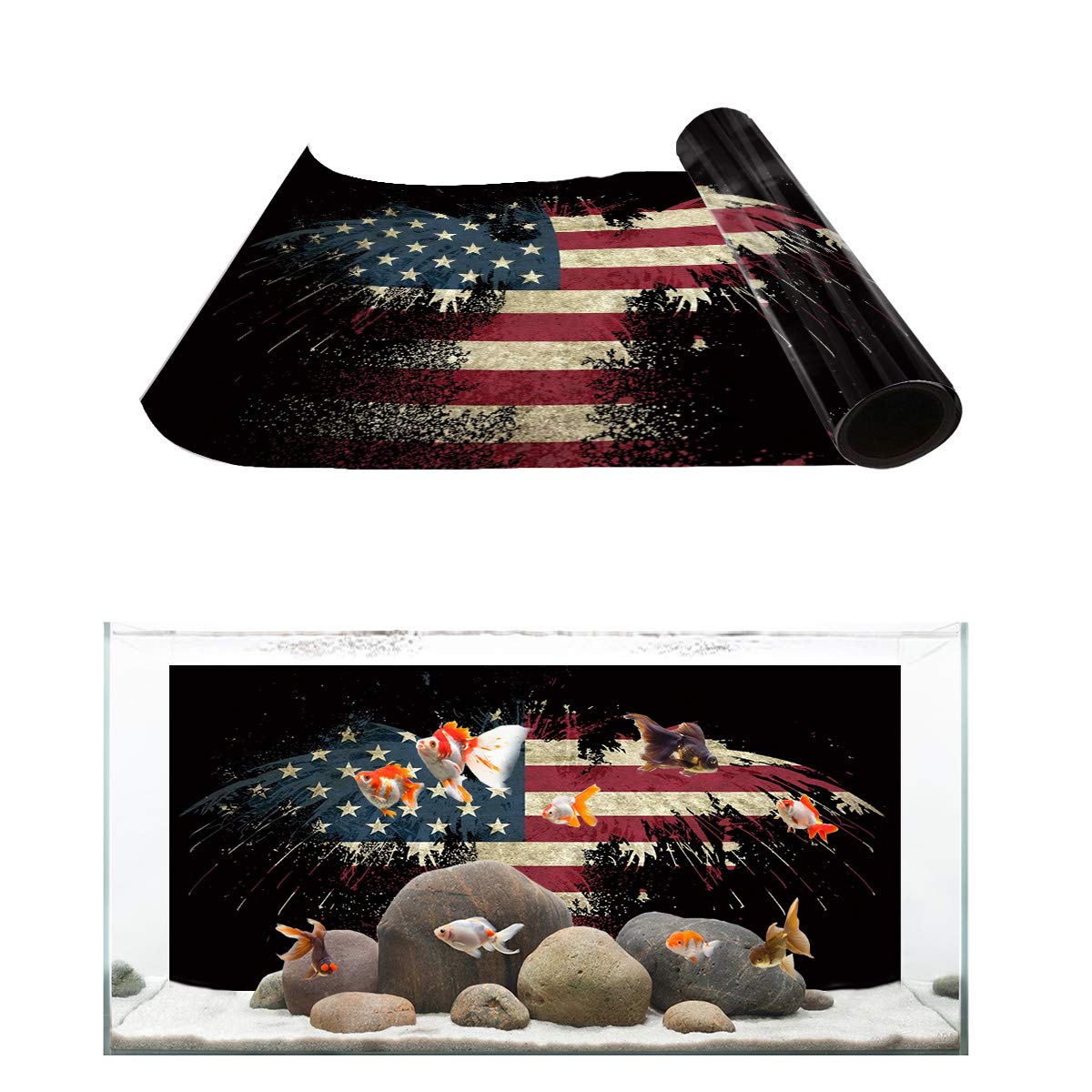 American Eagle Fish Tank Background - PVC Adhesive Poster for Aquarium Decoration - Home & Office Use