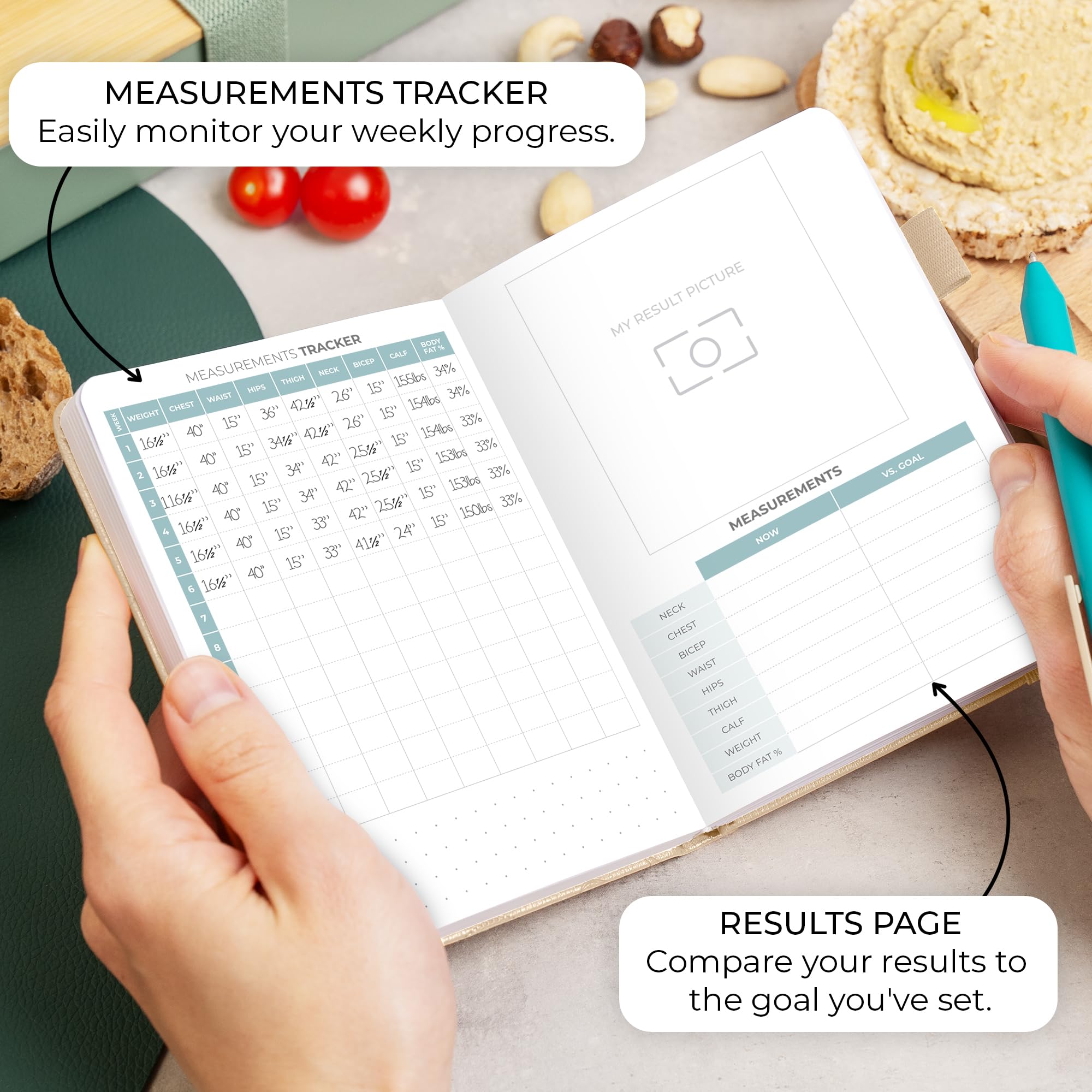 Clever Fox Food Journal Pocket - 4x5.5” Daily Food Diary & Meal Planner to Track Calories, Nutrients & Weight Loss | Compact Nutrition Tracker Notebook (Pearl) | Perfect for Dieting, Fitness Goals & Healthy Eating Habits