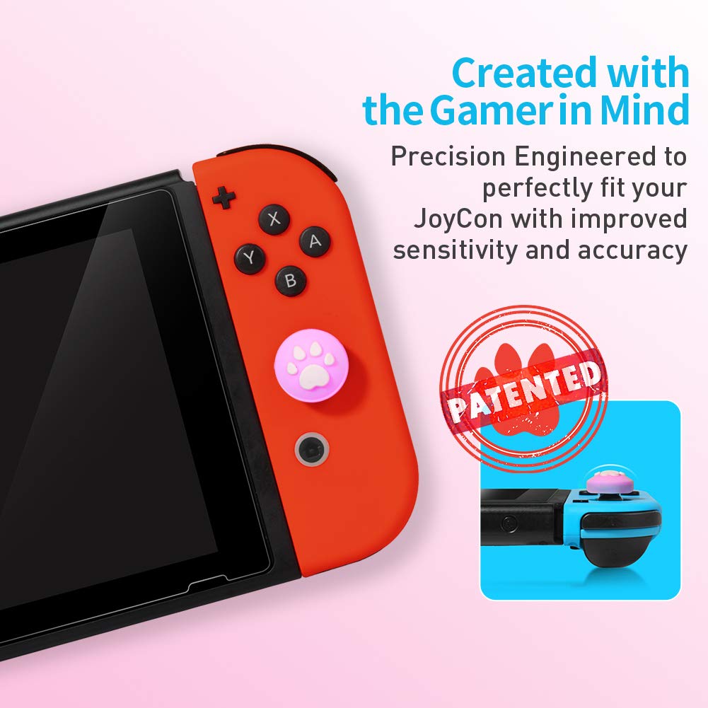 Soft Silicone Cat Claw Thumb Grips for Nintendo Switch & Lite - Comfortable Joystick Caps, Analog Stick Covers & Controller Skins (2-Pack) | Perfect for Gaming, Travel & Long Play Sessions