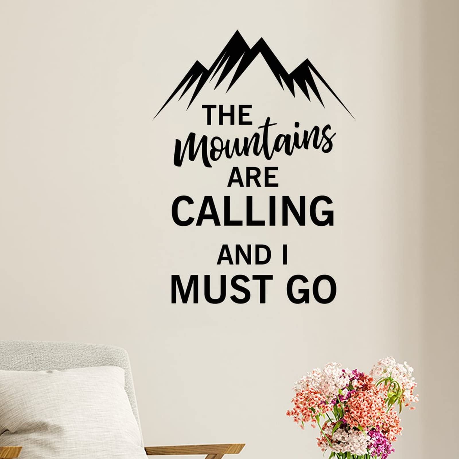 Inspirational Quote Wall Decal - The Mountains Are Calling - Perfect for Bedroom & Office Decor