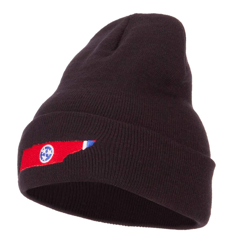 Tennessee Flag Map Embroidered Long Beanie - Warm Winter Skull Cap for Men & Women - Perfect for Outdoor Activities, Football Games, and State Pride