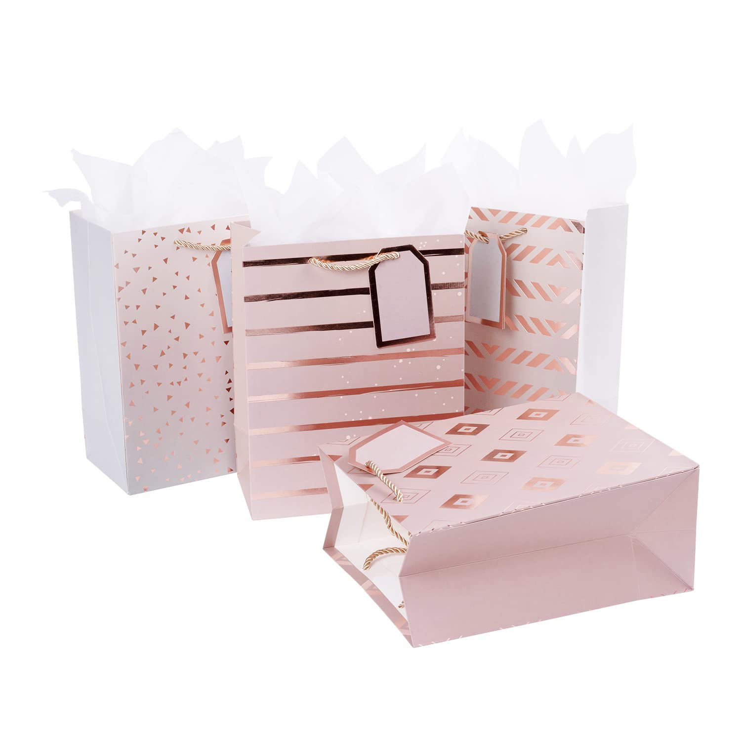 Lyforpyton 4 Pack Medium Gift Bags with Tissue Paper 7