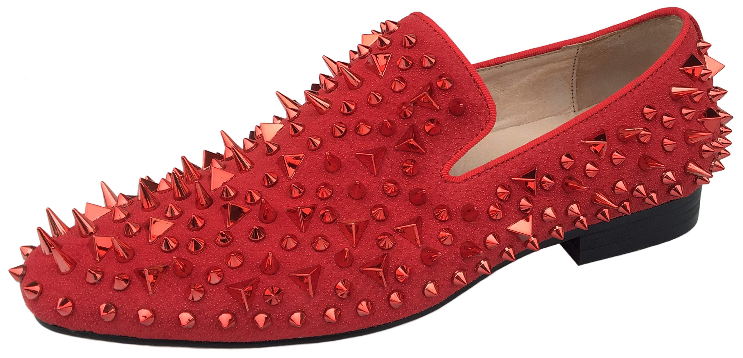 Justar Men's Leather Studded Loafers - Spiked Dress Shoes with Long Rivets for Slip-On Comfort | Perfect for Parties, Weddings & Formal Events