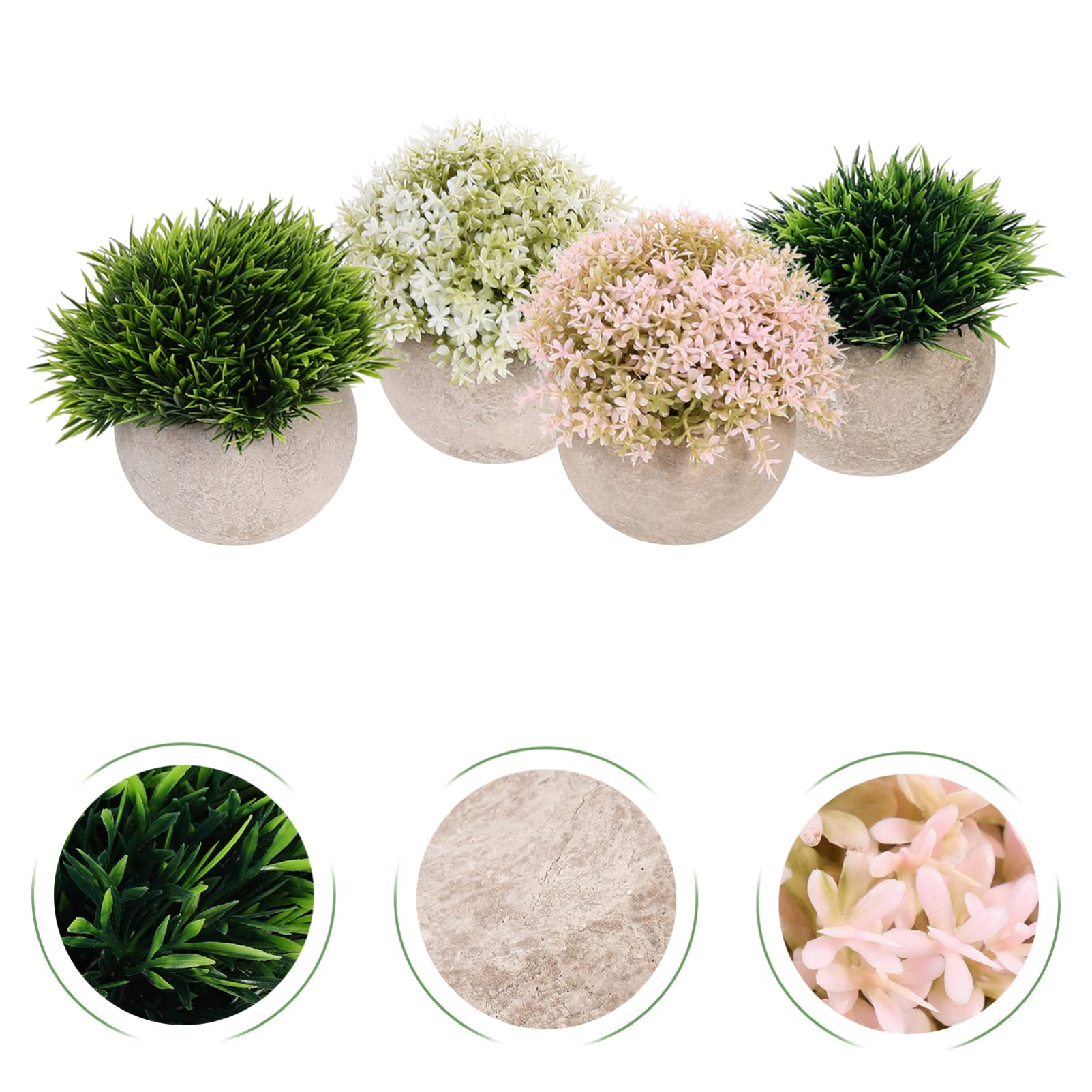 DECHOUS 4pcs Realistic Artificial Bonsai Plants - Faux Potted Desk Decor, Mini Fake Greenery for Home & Office, Perfect for Desktop, Shelf, and Tabletop Decoration