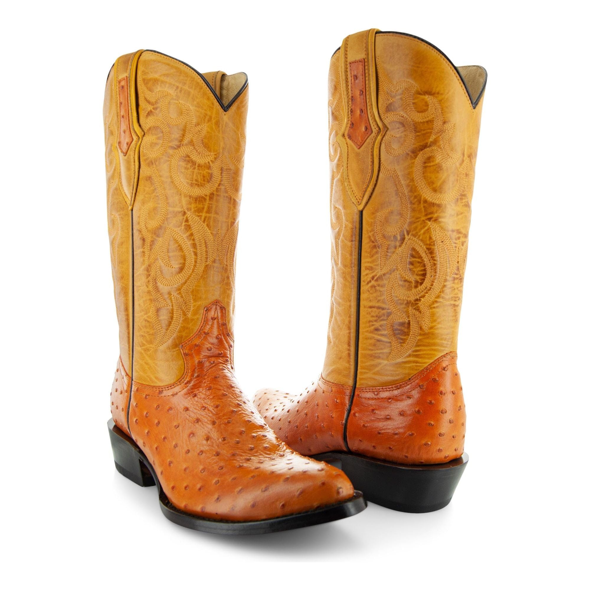 Men's Ostrich Print Cowboy Boots H7002 - Genuine Leather Western Boots for Men | Comfortable & Stylish for Rodeo, Country Dance & Casual Wear