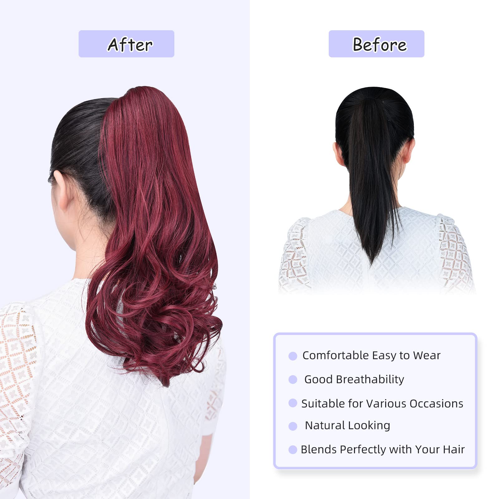 Natural Straight Ponytail Hair Extension with Claw Clip - Seamless Blonde Brown Black Hairpiece for Women - Perfect for Parties, Weddings & Everyday Styling