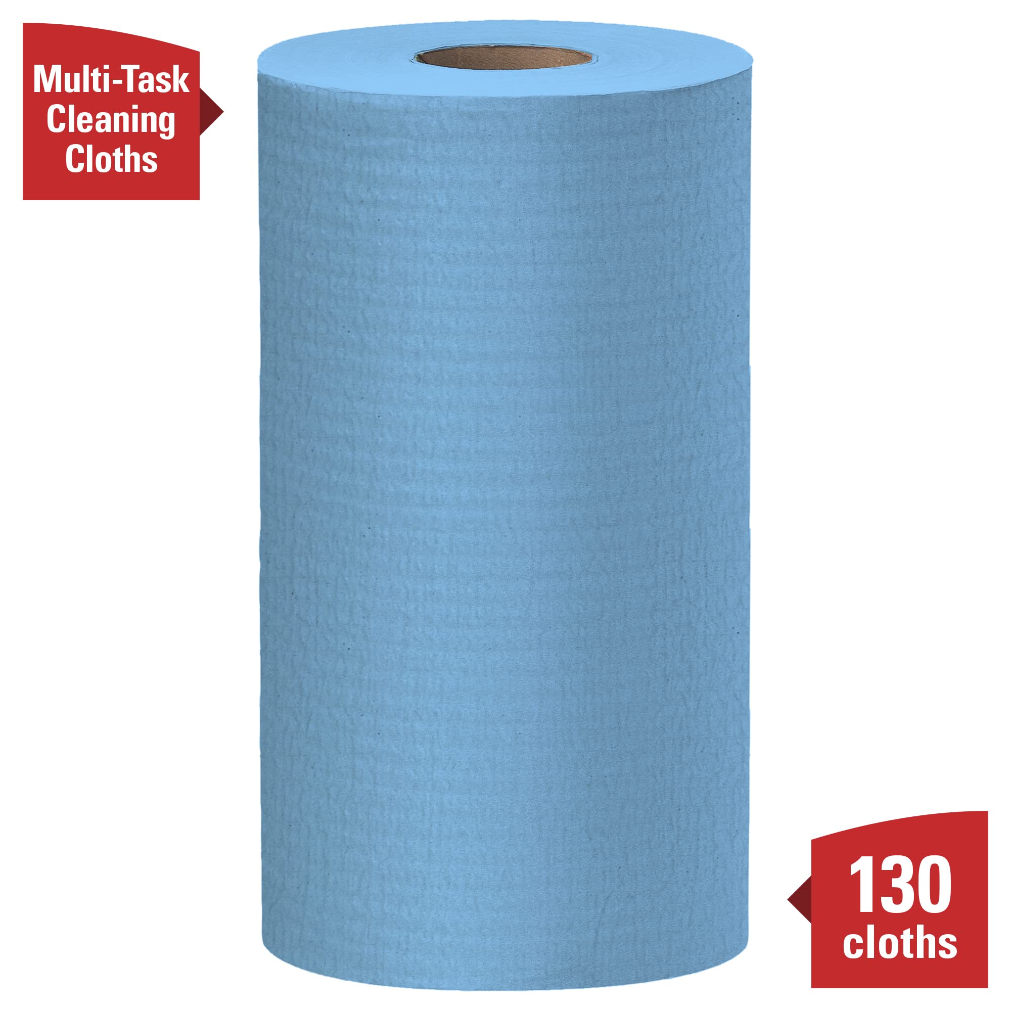 WypAll GeneralClean X60 Multi-Purpose Cleaning Wipes (35411) - Heavy-Duty, Absorbent Blue Towels, 130 Sheets/Roll, 12 Rolls (1,560 Total) - Ideal for Industrial, Automotive & Home Deep Cleaning