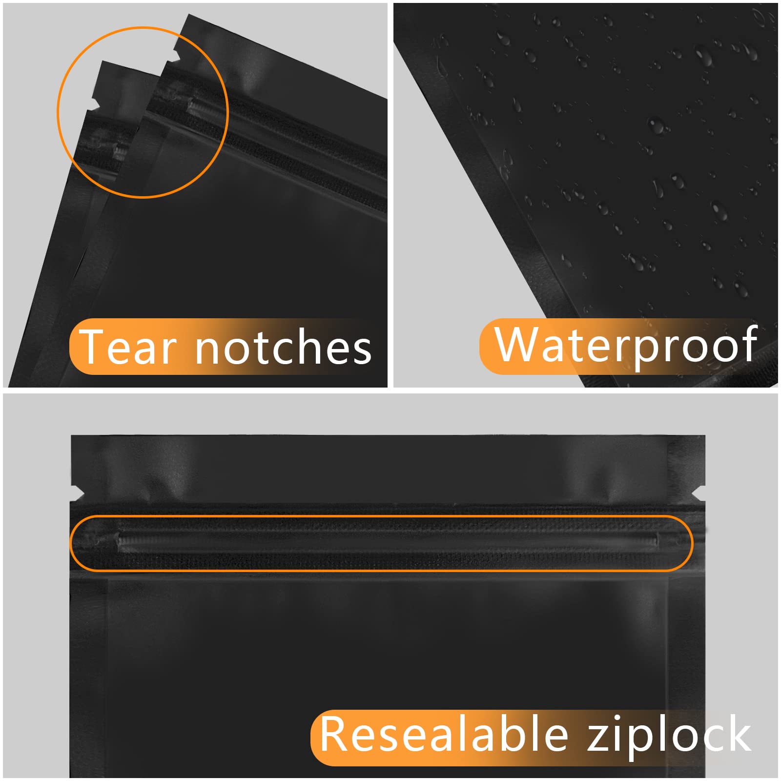 350 Pack 4x6 Inch Black Resealable Foil Pouch Bags - Double-Sided Matte Heat Sealable Packaging Bags for Food Storage, Crafts & Retail Display