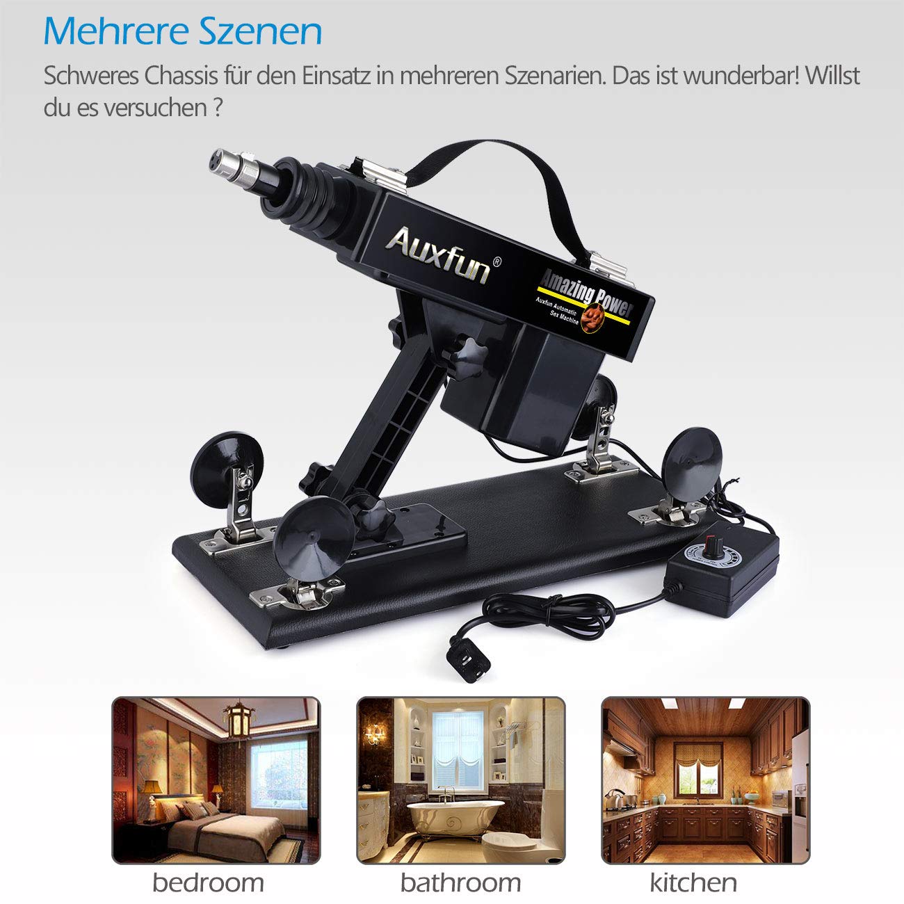 AUXFUN Automatic Sex Machine with 7 Attachments for Couples - Bedroom Pleasure Enhancer