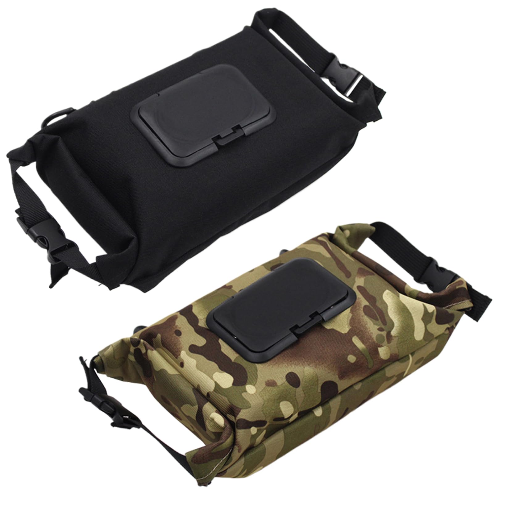 Waterproof Canvas Camping Wipes Dispenser with Press Lid - Portable Refillable Hanging Toilet Paper Case for Outdoor Adventures, Hiking, Travel & Emergency Kits (Camouflage) | Ideal for Camping, Backpacking, Road Trips & Survival Gear