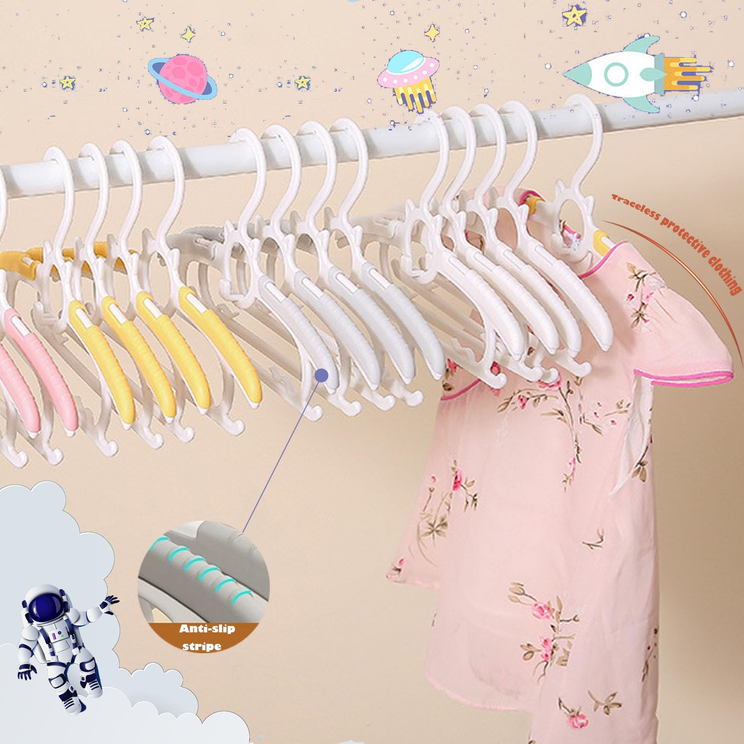 JSF 30Pcs Baby Closet Hangers - Adjustable Non-Slip Infant Hangers (11