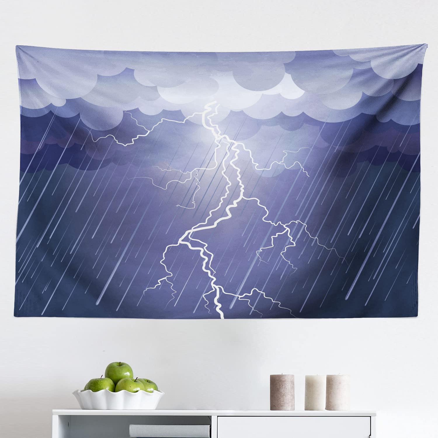 Ambesonne Thunderstorm Tapestry - Blue Wall Hanging for Bedroom & Living Room Decor